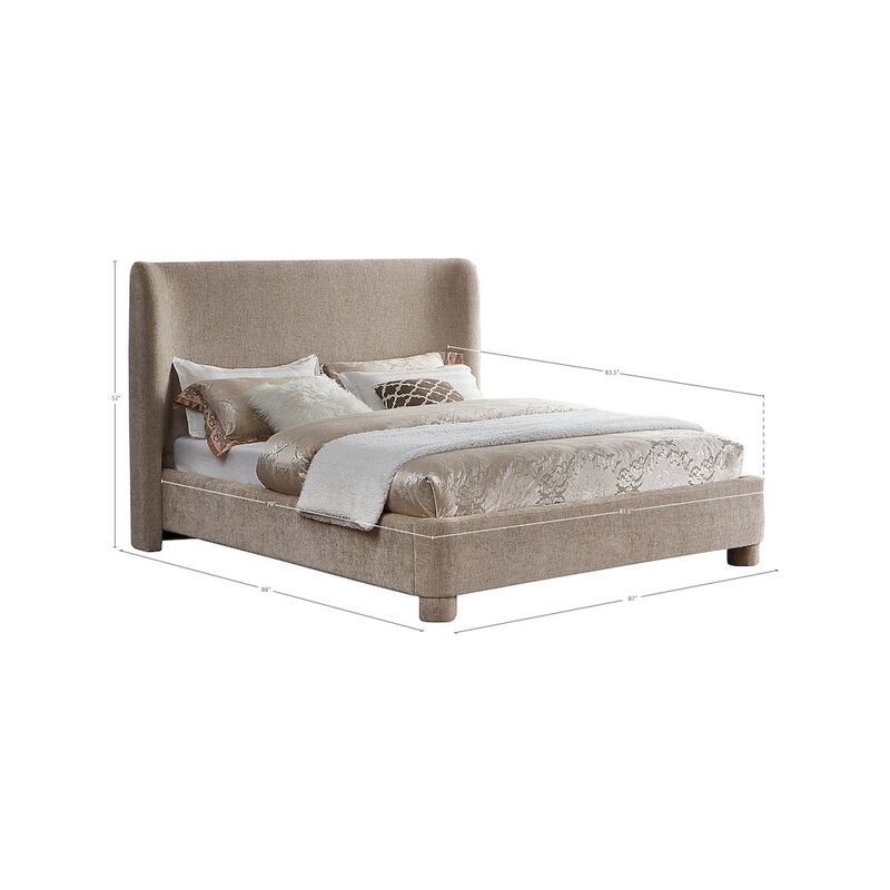 Meridian Furniture Penny Beige Chenille Fabric King Bed