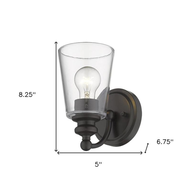 Hivvago One Light Antique Bronze Glass Shade Wall Sconce