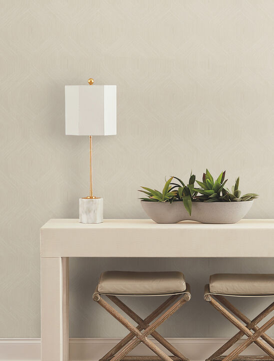 Fine Line Beige Geometric Wallpaper