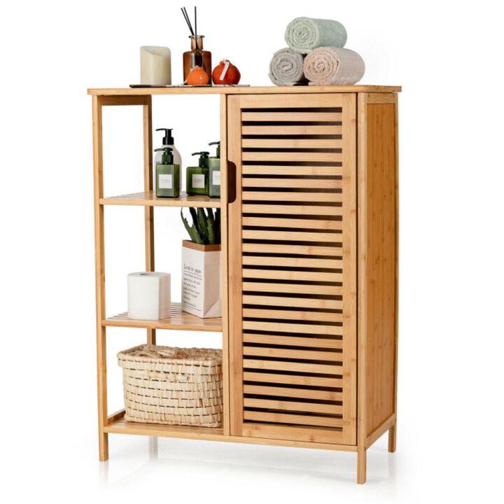 Hivvago Bamboo Bathroom Storage Cabinet with Single Door-Natural