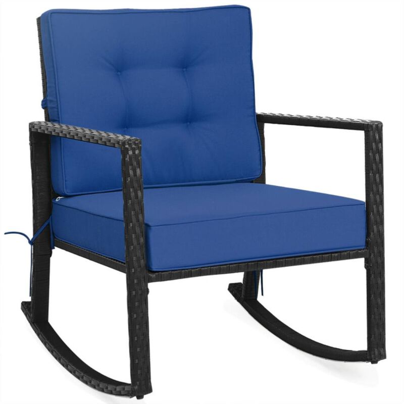 Hivvago Patio Rattan Rocker Outdoor Glider Rocking Chair Cushion Lawn