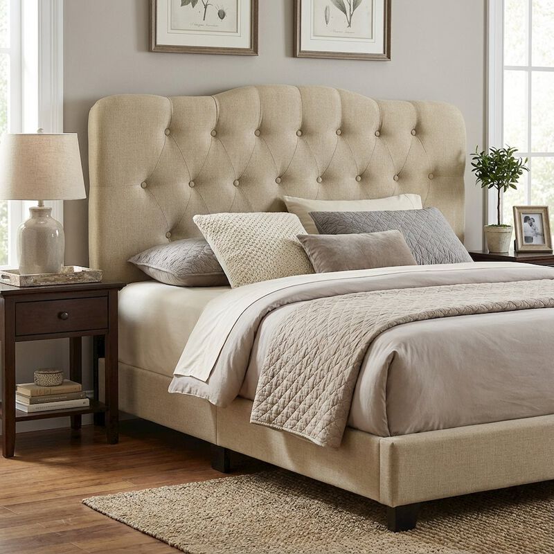 Upholstered Queen Fabric Headboard with Soft Padding and Durable Frame image number 3