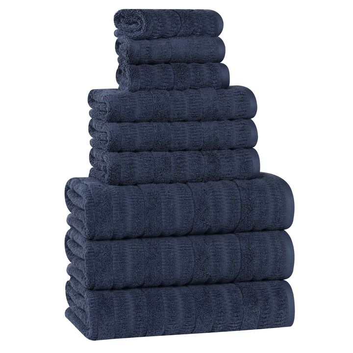 Viscose Cotton Blend Ribbed Bath Towel Set for Bathroom Decor