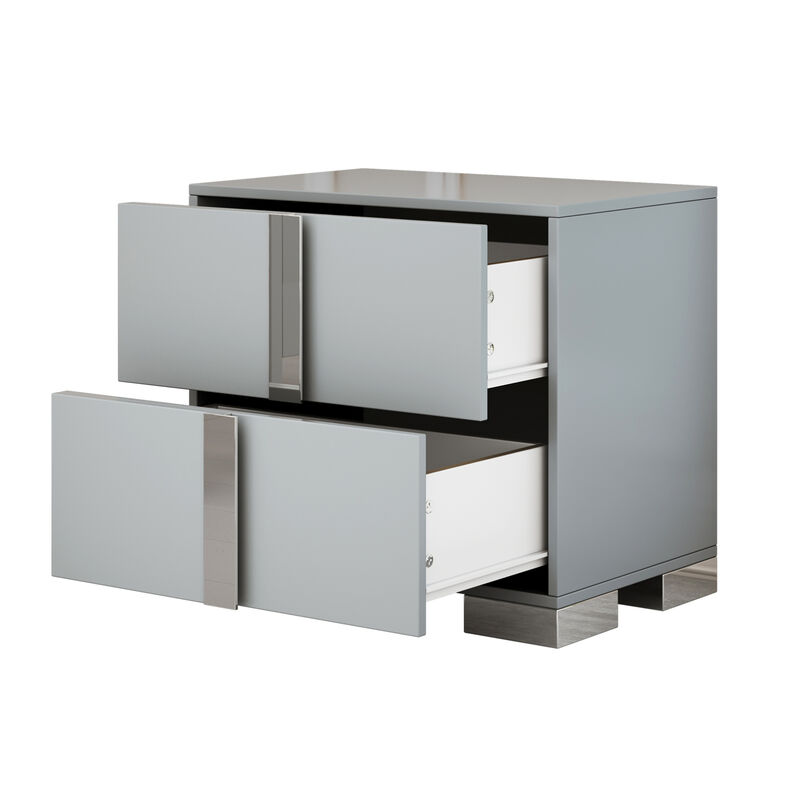 GOODSILO 2-Drawer Mirrored Nightstand Sturdy Bedside Table with Metal Feet Spacious Storage for Bedroom Living Room End Table Home Furniture Piece image number 5