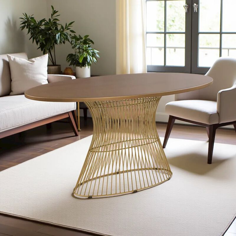 Starlight Canyon Home Brown Round Dining Table with Solid Metal Frame for Kitchen or Dining