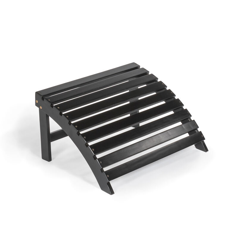 Saranac 2-Piece Traditional Rustic Acacia Wood Adirondack Chair with Detachable Ottoman