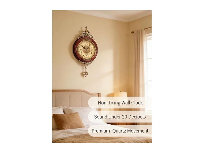 Vintage Pendulum Retro Wood Housewarming Wall Clock 6 Inch Silent Non Ticking image number 3