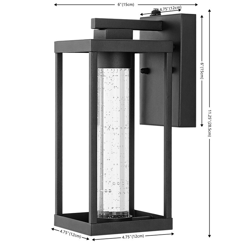 Juno 1-Light Industrial Vintage Iron/Seeded Glass with Dusk-to-Dawn Sensor Integrated LED Outdoor Sconce