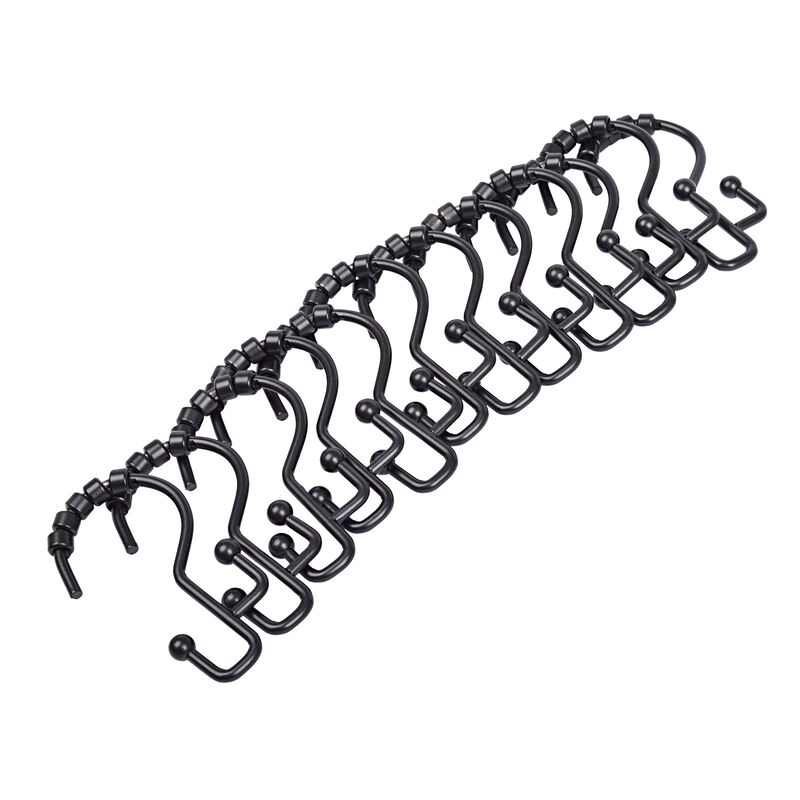 12-Piece Resistant Stepped Metal Double Shower Curtain Hooks image number 2