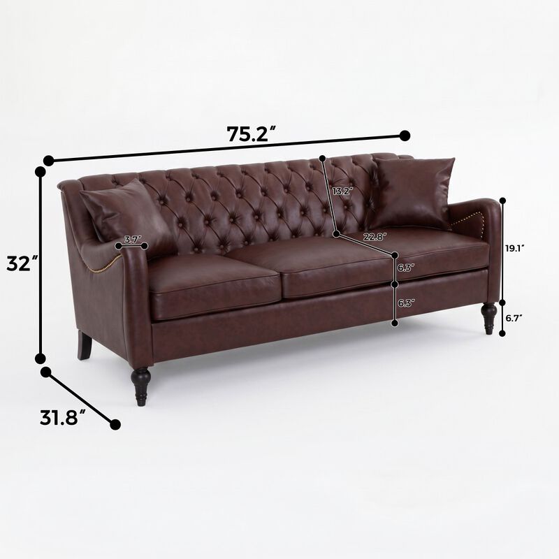 Zutung PU Leather 3‑Seater Sofa image number 9