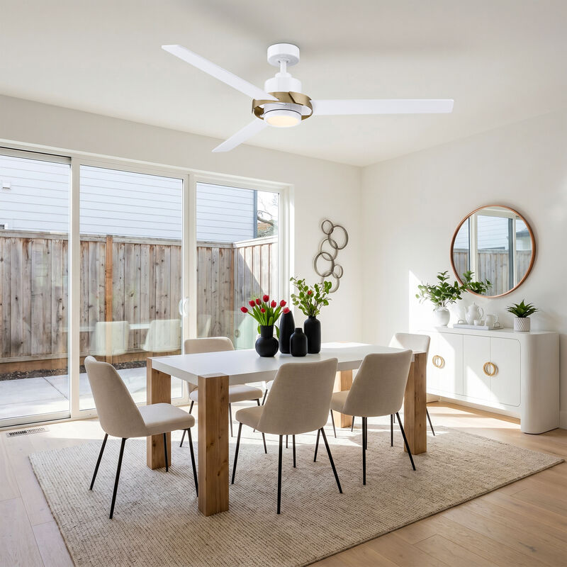 60" Modern White Reversible DC Motor Dimmable LED Large Ceiling Fan with Light and Remote for Bedroom, Living Room or Office image number 3