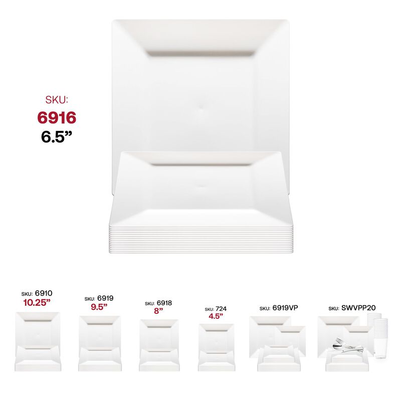 6.5" White Square Plastic Cake Plates (120 Plates) image number 5