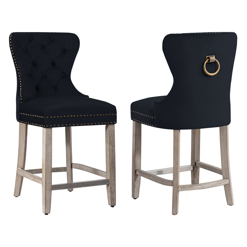 WestinTrends 24" Tufted Velvet Counter Stool (Set of 2)