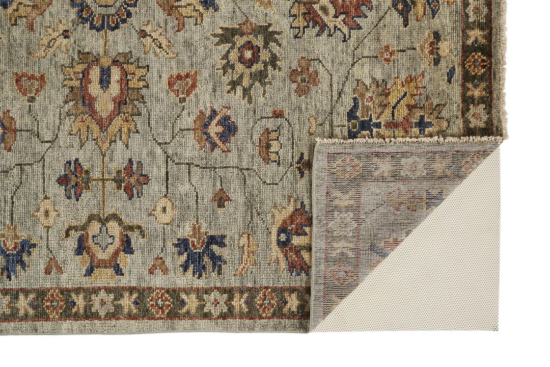 HomeRoots Wool Oriental Hand Knotted Area Rug With Fringe