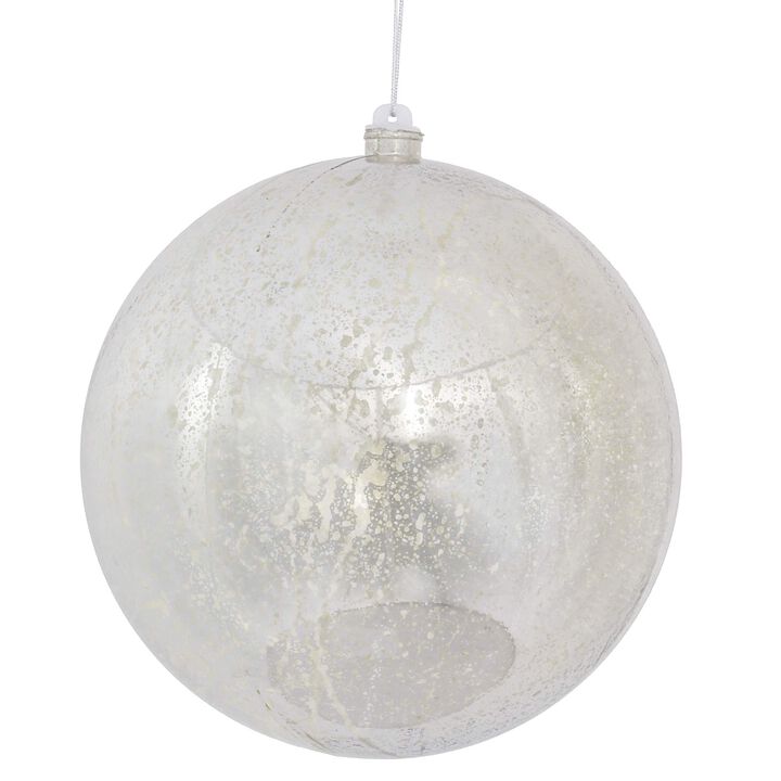 Vickerman 10" Silver Shiny Mercury Ball Ornament - Texture and Elegance for Holiday Decorating - Reliable Hanging - Exceptional Collection Addition - Perfect for Christmas Tree