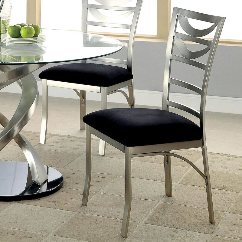 Simple Relax Dining Chair, Silver And Black Set of 2 image number 1