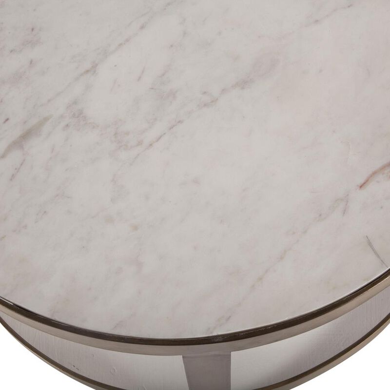 World Interiors Leonardo White Marble Side Tables with Antique Bonze Base, Set of 2 image number 4