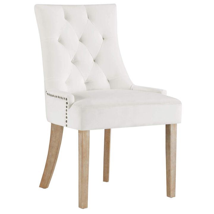 Modway Pose Dining Chair Velvet Set of 2, Two, Ivory