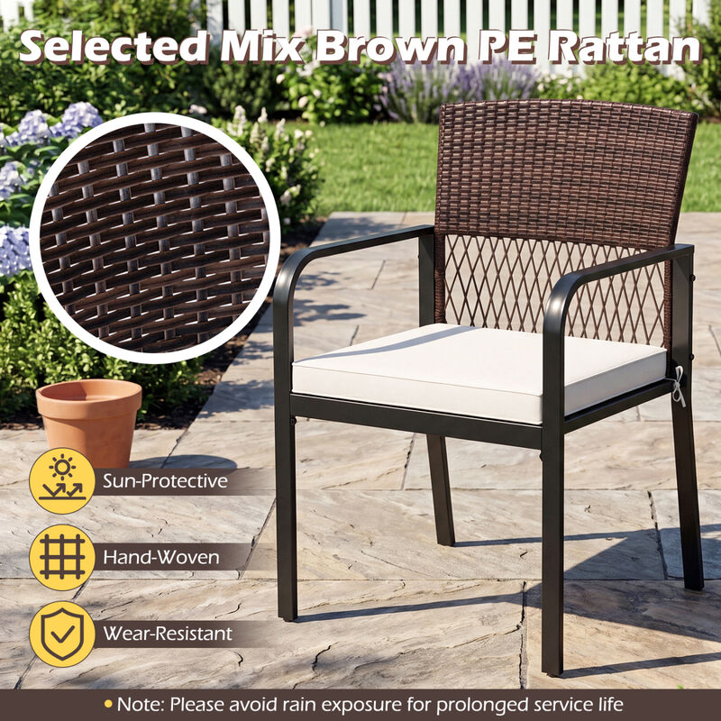 Set of 4 Outdoor Patio Dining Chairs with Cushions and Leveling Feet image number 5