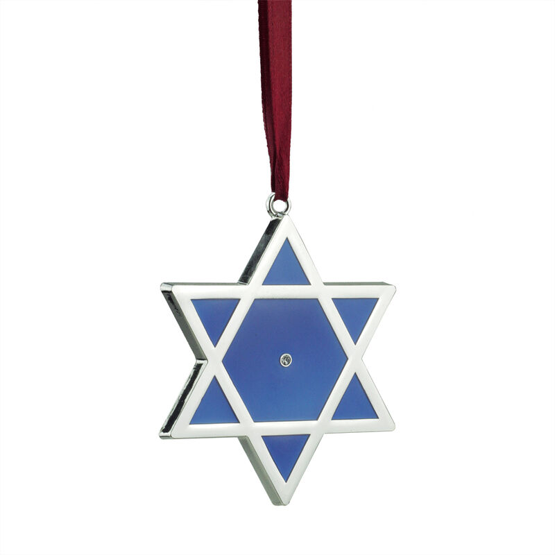 3" Silver and Blue Shiny Star of David European Crystal Hanukkah Ornament image number 0