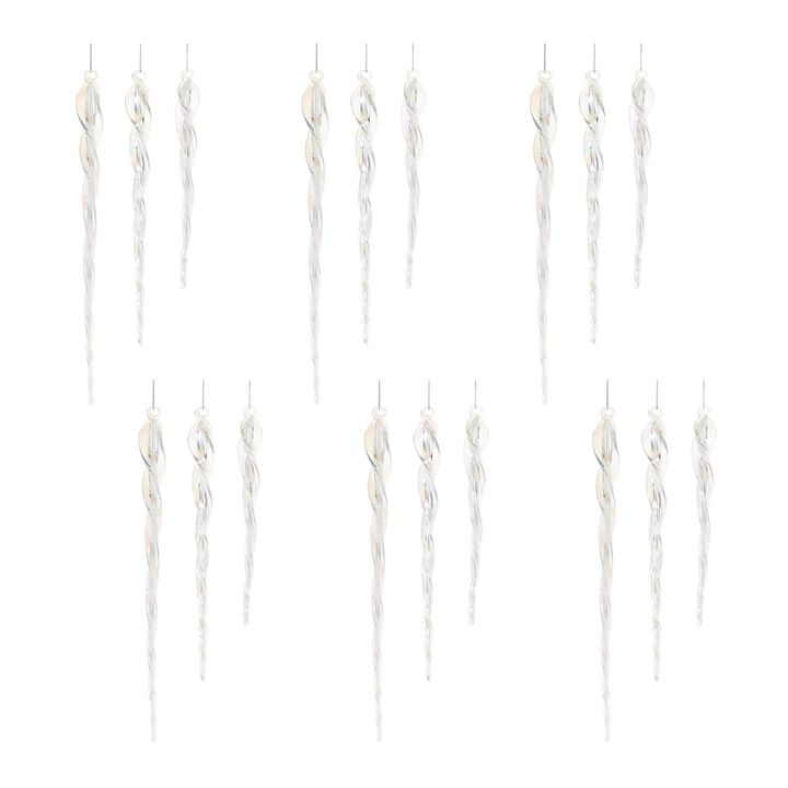 Glass Icicle Christmas Ornaments (Set of 18) – Elegant Hanging Frosted Look Drops for Seasonal Decorating