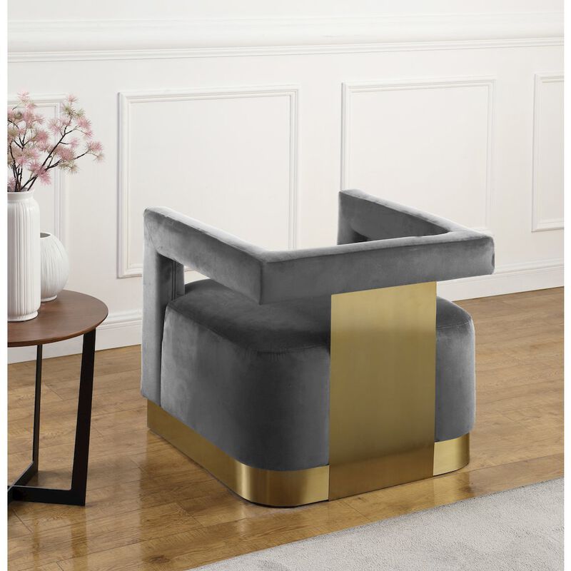 Meridian Furniture Armani Grey Velvet Accent Chair