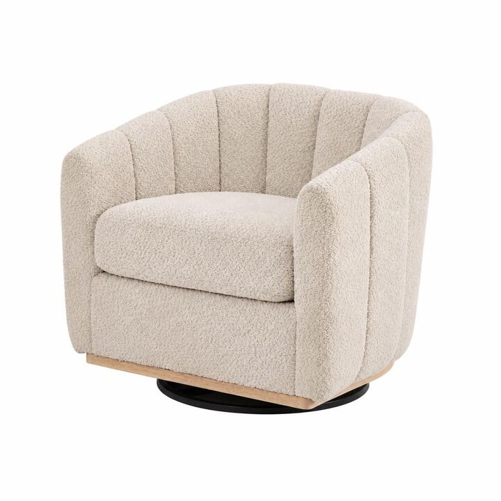 GOODSILO 31.89 Inch Wide Modern Chenille 360 Swivel Tufted Pumpkin-Shape Barrel Armchair for Living Room Bedroom Lounge Office
