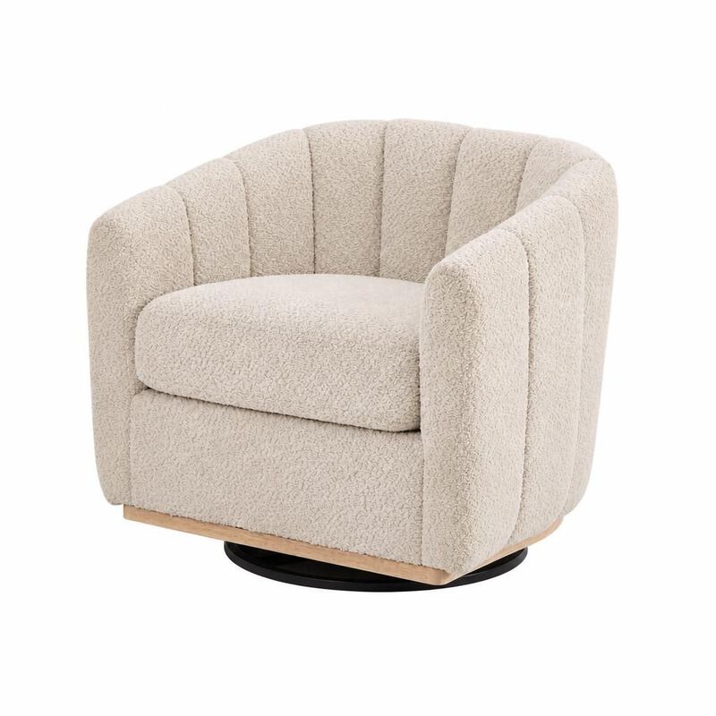 GOODSILO 31.89 Inch Wide Modern Chenille 360 Swivel Tufted Pumpkin-Shape Barrel Armchair for Living Room Bedroom Lounge Office image number 0