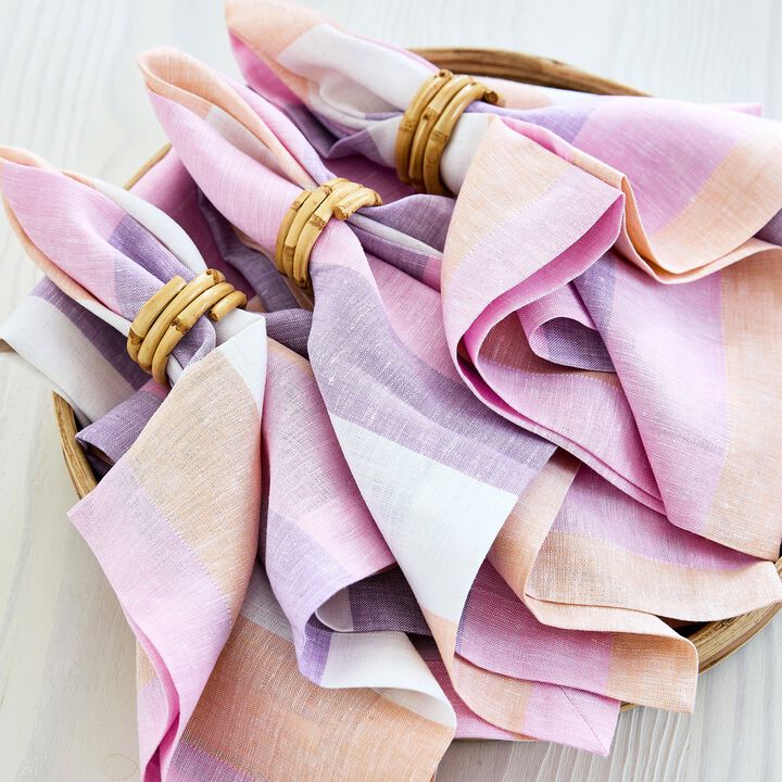 Linen Dinner Napkins - Gelato Stripe