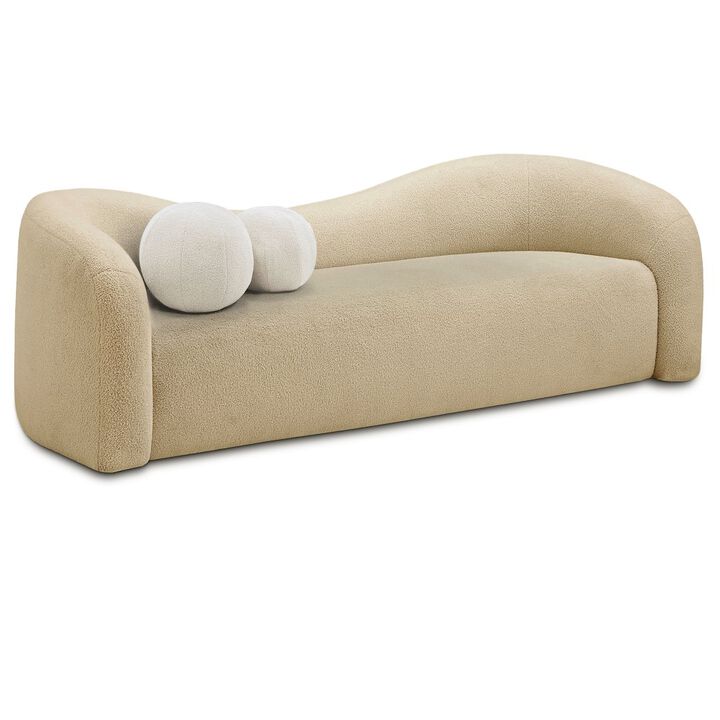 Meridian Furniture Kali Beige Faux Shearling Teddy Fabric Sofa