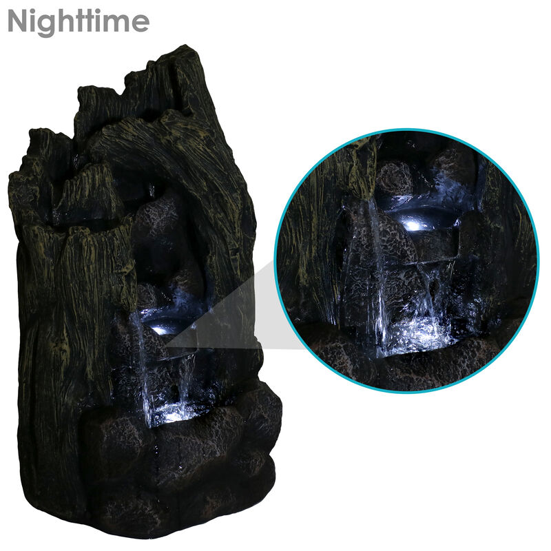 Sunnydaze Cavern of Mystery Waterfall Fountain with LED Lights - 28 in