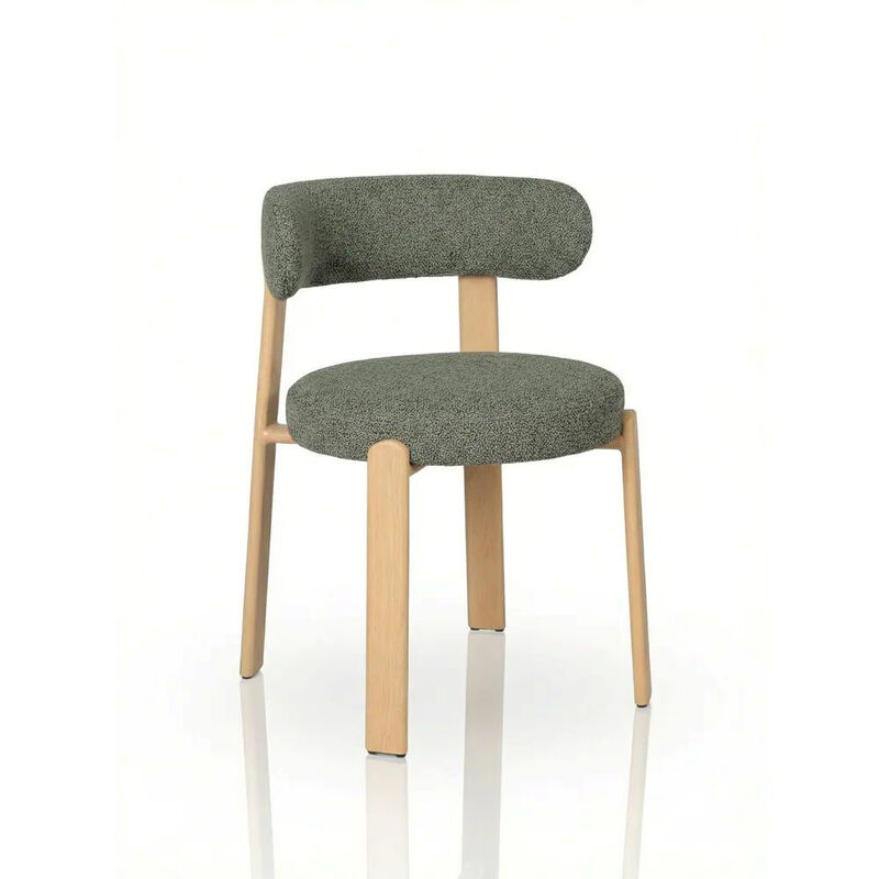 Upholstered Curved Back Wood-look Metal Frame 2pc Dining Chairs image number 0