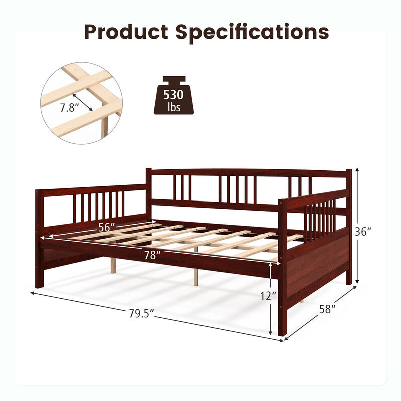Wooden Daybed Frame with Guardrails and Under-Bed Storage image number 3
