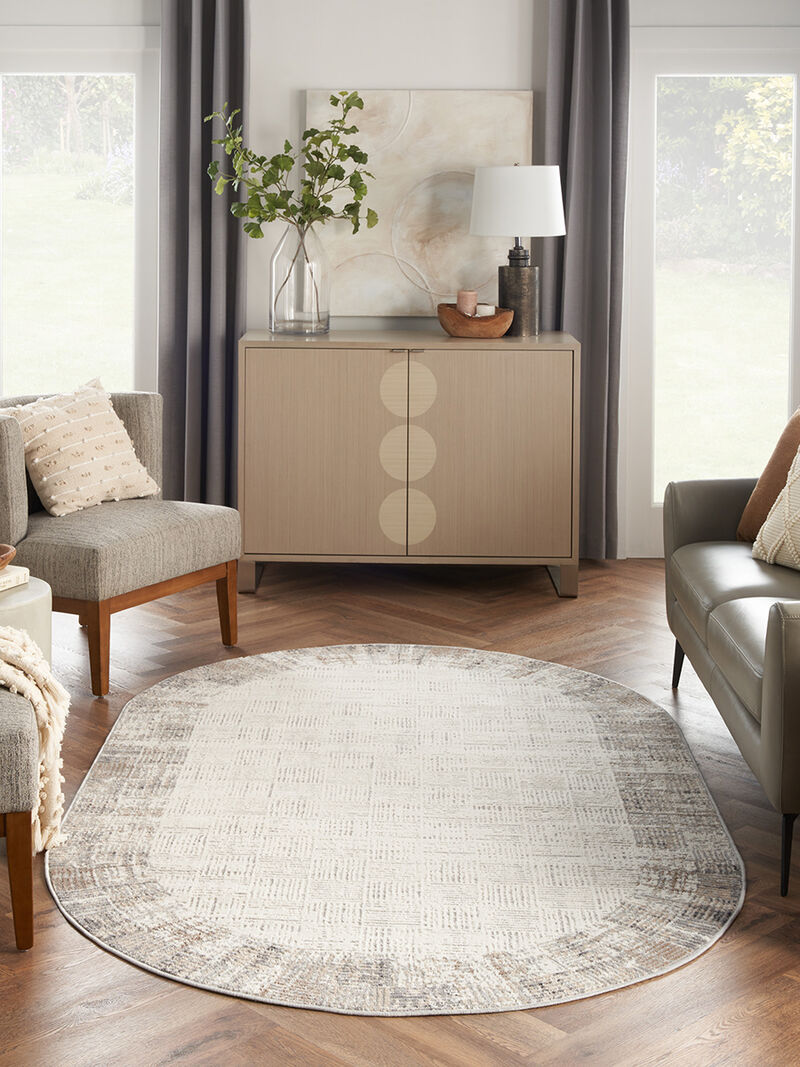 Elation ETN05 Ivory/Gray 5'3" x 7'3" Rug