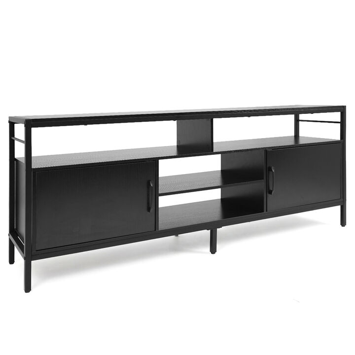 Modern TV Stand with Storage Cabinets and Adjustable Shelf