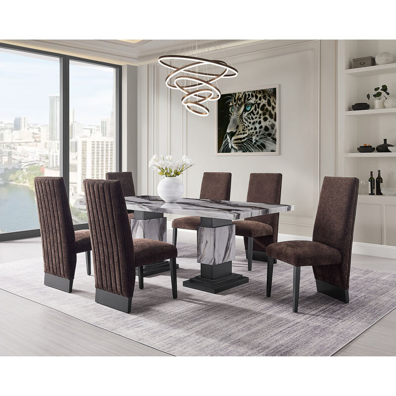 Brown Upholstered Dining Chairs Set of 2 image number 6