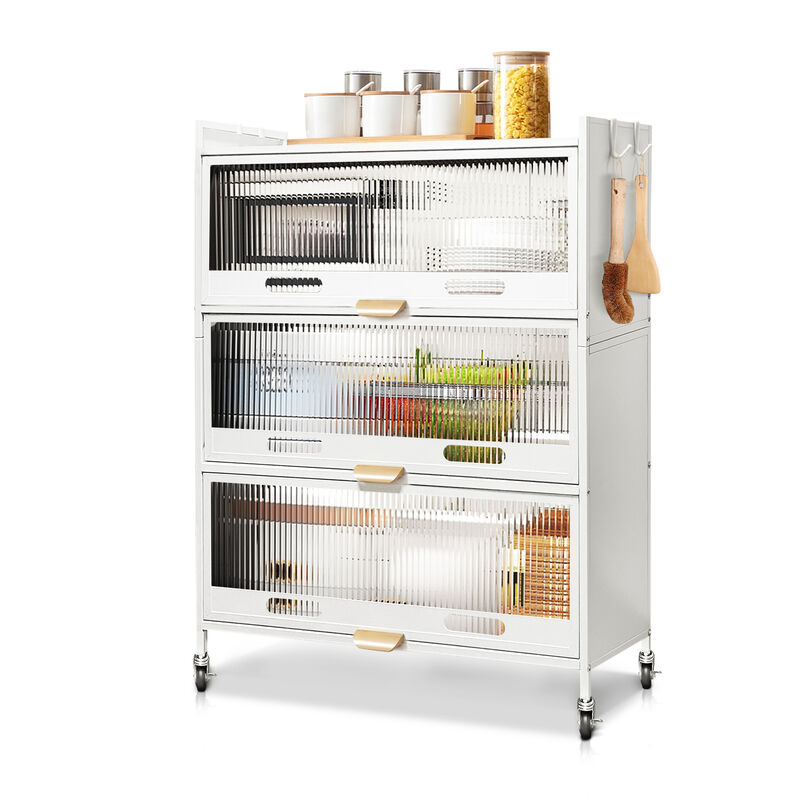 Mega Casa 45.7'' Tall Steel  3-Door And 4-Layer Organization Cabinet White Arrival