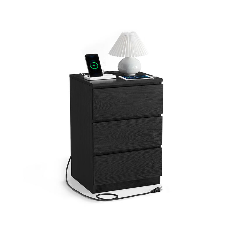 Nightstand with Charging Station for Convenient Bedside Charging and Storage