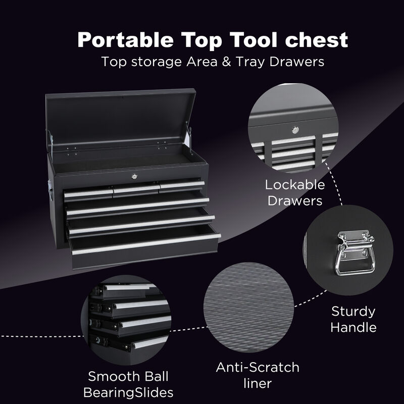 ELEMENT ACE 8-Drawer Rolling Tool Storage Cabinet, 2-in-1 Detachable Top Tool Box with Lockable Wheels, Side Hooks, Locking Mechanism for Garage and Workspace Organization image number 5