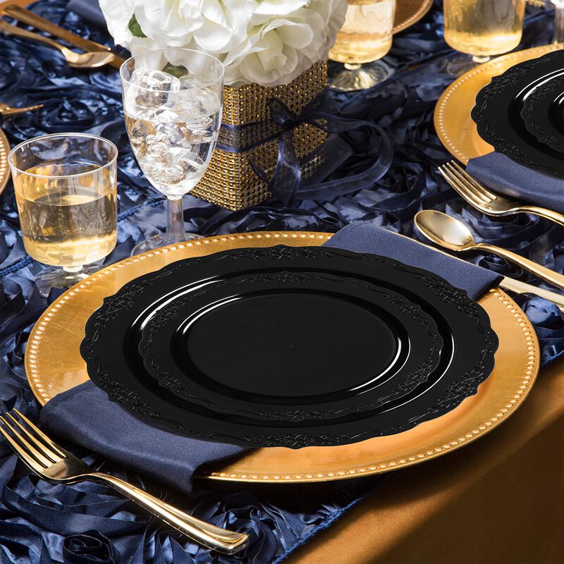 Black Vintage Rim Round Plastic Wedding Value Set (30 Sets) image number 9