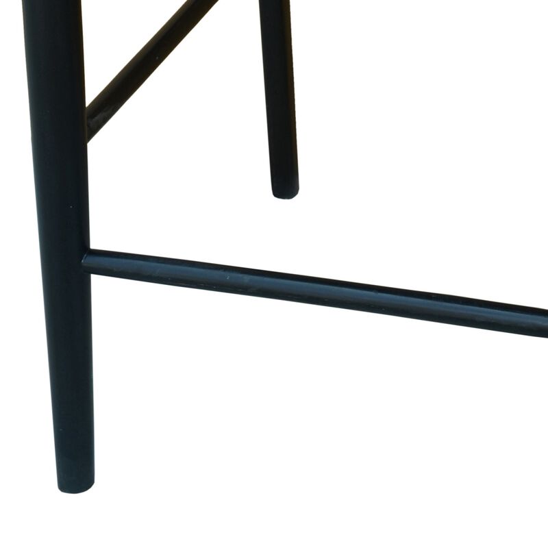 Cero 29 Inch Barstool Chair Set of 2, Wood, Cotton Woven, Black, Gray - Benzara