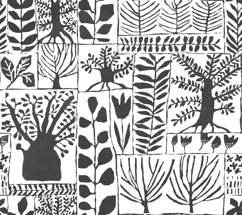 Primitive Trees Black & White Wallpaper