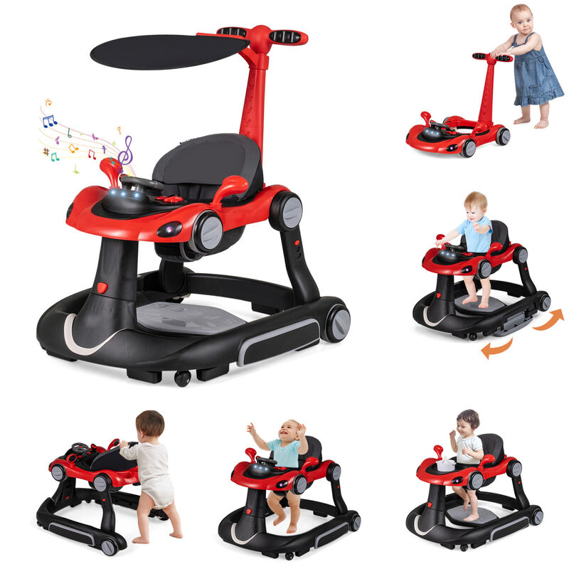 6-in-1 Portable Baby Walker with Canopy and Activity Center with Music image number 4