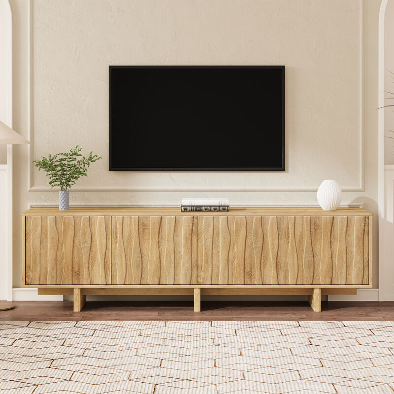 Nankso Retro Style Wood Grain TV Stand image number 1