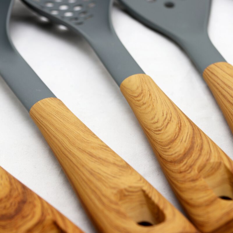 Oster Everwood Kitchen Nylon Tools Set with Wood Inspired Handles, Set of 5