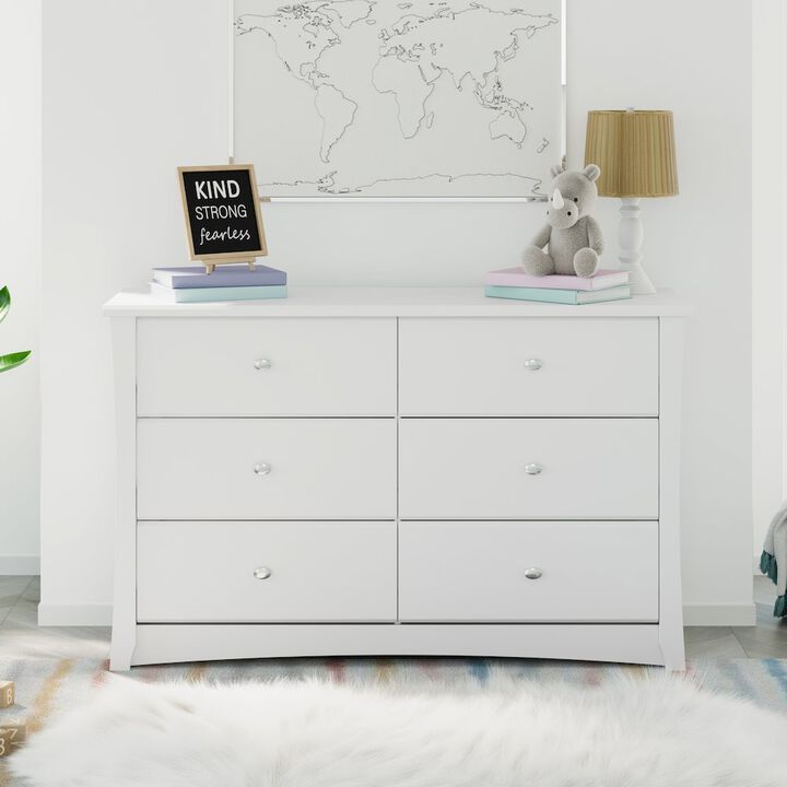 Storkcraft Crescent 6 Drawer Double Dresser (White) – GREENGUARD Gold Certified