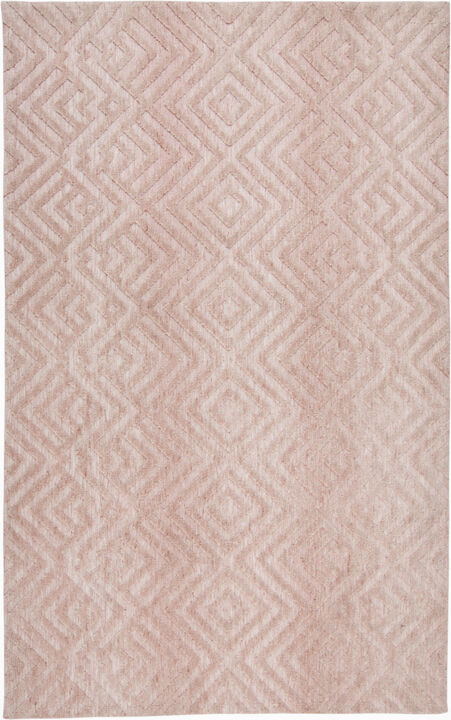 4 X 6 Pink And Ivory geometric Stain Resistant Area Rug