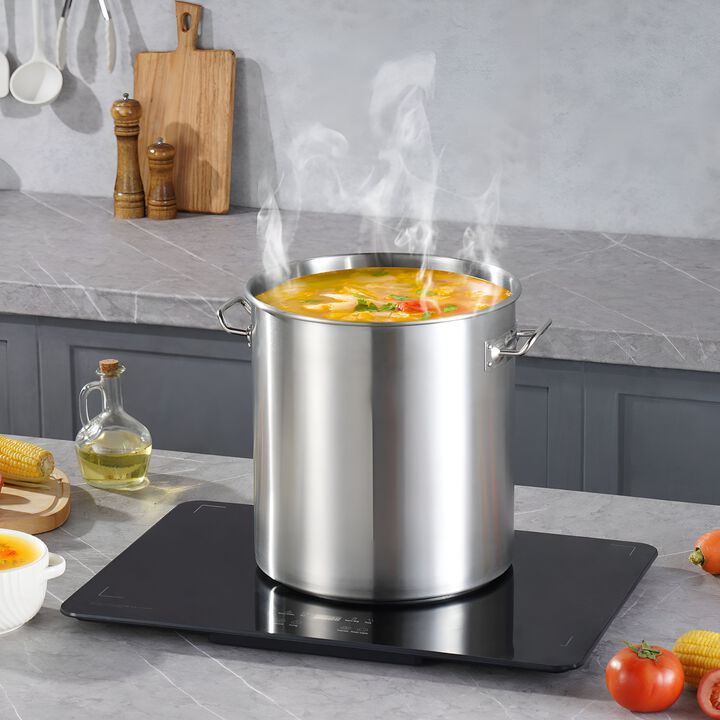 53 Quart Stainless Steel Stock Pot with Lid, Large Commercial Cooking Pot for Events