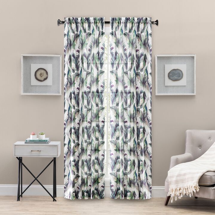 Ellis Curtain Tropic Crushed Taffeta Rod Pocket Tailored Panel - 48x63", Green