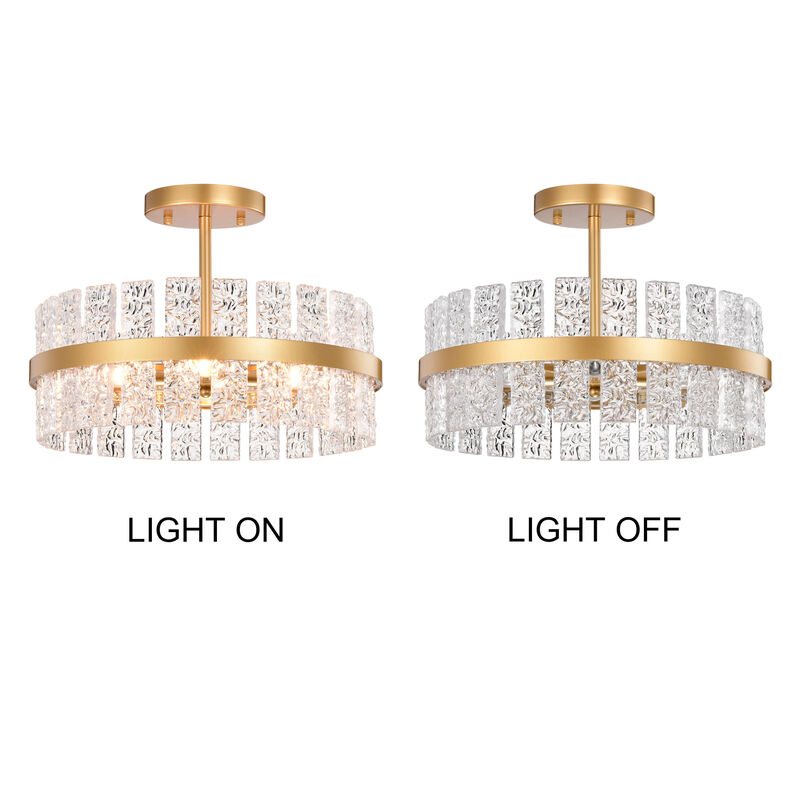 Gina Glossy Bronze 4-light Drum Glass Strip Flush Mount image number 8